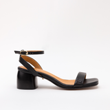 Black Heeled Swap Sandal Charcoal Camia Flower
