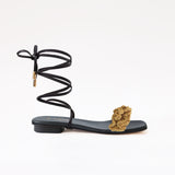 Gladiator Black Long Boho Strap Sand Black
