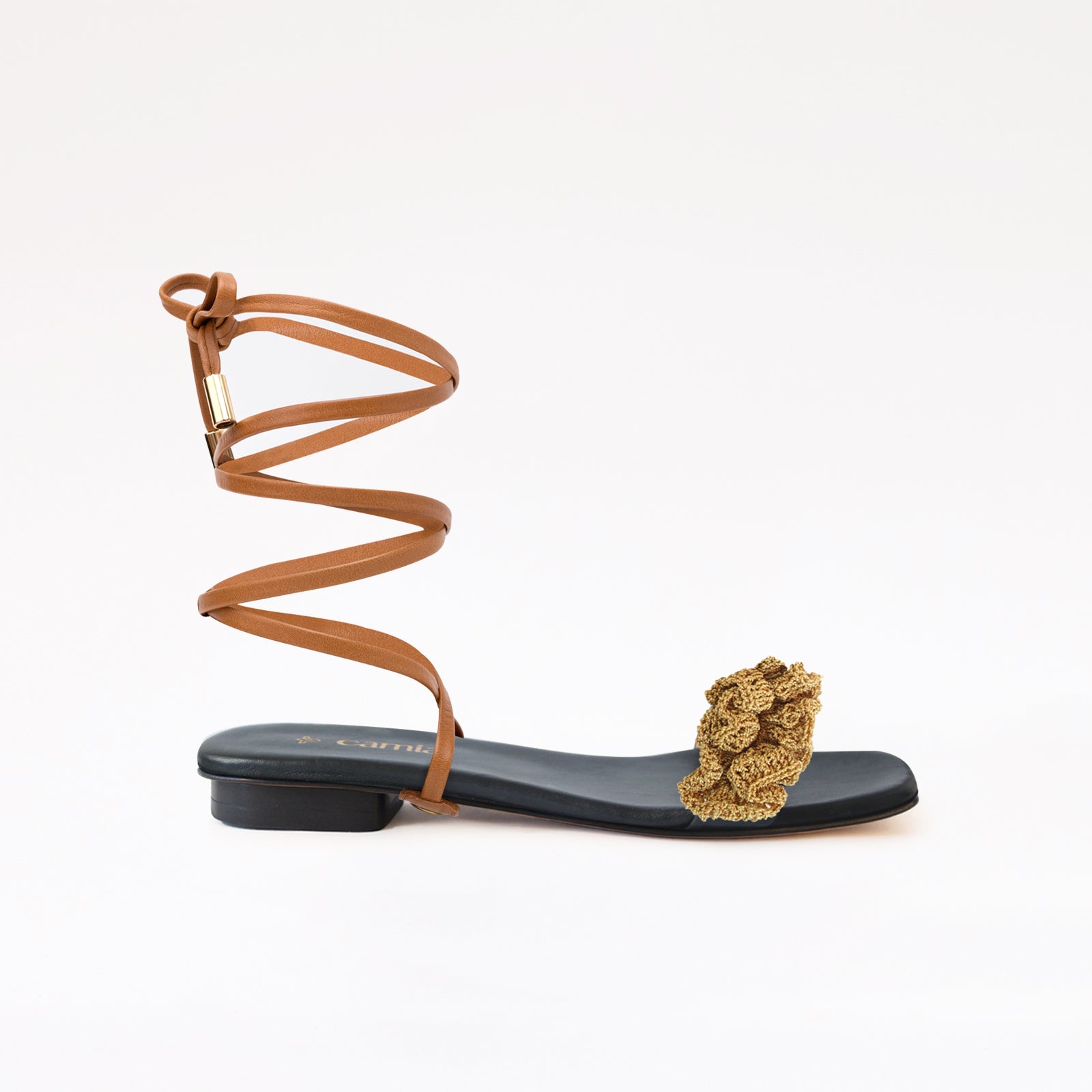 Gladiator Camel Long Boho Strap Sand Black
