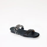 Black Flat Swap Sandal Black Studs