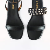 Black Flat Swap Sandal Black Studs