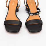Black Heeled Swap Sandal with Agatas