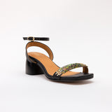 Black Heeled Swap Sandal Aqua