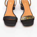 Black Heeled Swap Sandal Aqua Black Gladiator