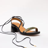 Black Heeled Swap Sandal Aqua Black Gladiator