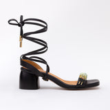 Black Heeled Swap Sandal Volcanic Black Gladiator
