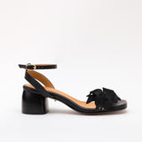Black Heeled Swap Sandal Charcoal Camia Flower