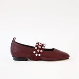 Burgundy - Burgundy Triple Studs Straps