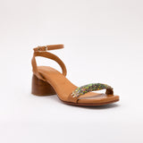 Camel Heeled Swap Sandal Aqua