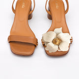 Camel Heeled Swap Sandal Margarita Flower