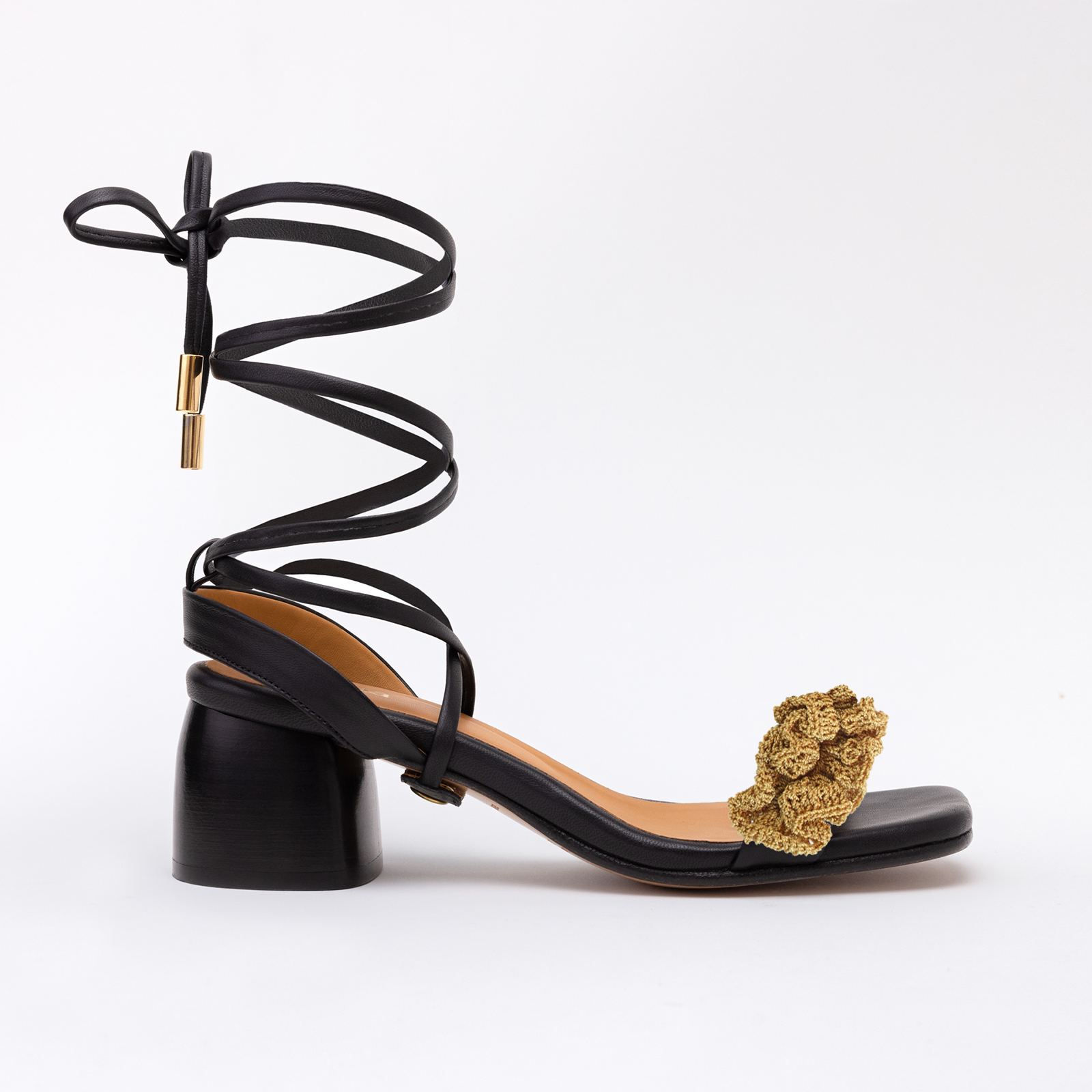 Gladiator Black Long Boho Strap Sand Black
