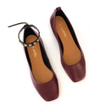 Burgundy Ballet Swap Golden Studs Black Ankle