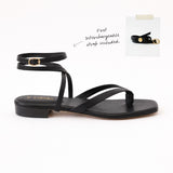 Black Thong Sandals — Double Leopard