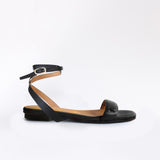 Black Flat Swap Sandal Charcoal Camia Flower