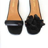 Flat Swap Sandal Black Charcoal Camia Flower