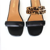 Flat Swap Sandal Black Double Leopard