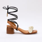 Gladiator Black Long Boho Strap Cream Camel