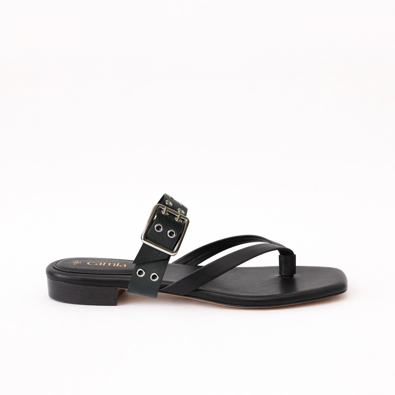 Black Thongs - Black Buckle
