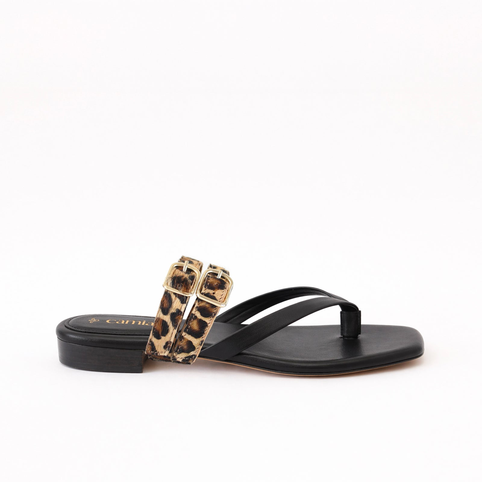 Black Thongs - Double Leopard