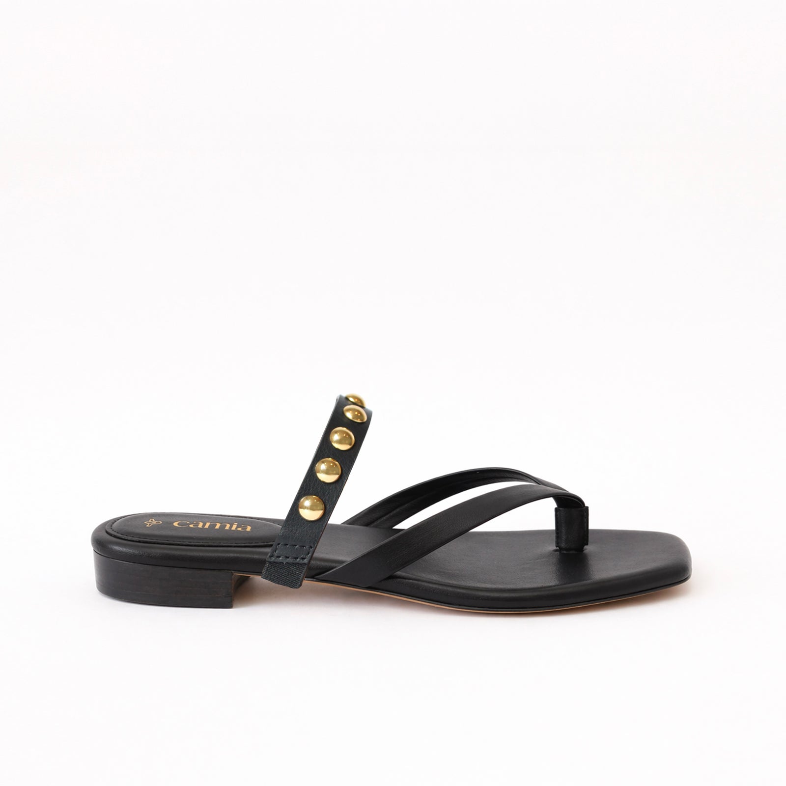 Black Thongs - Golden Studs Black