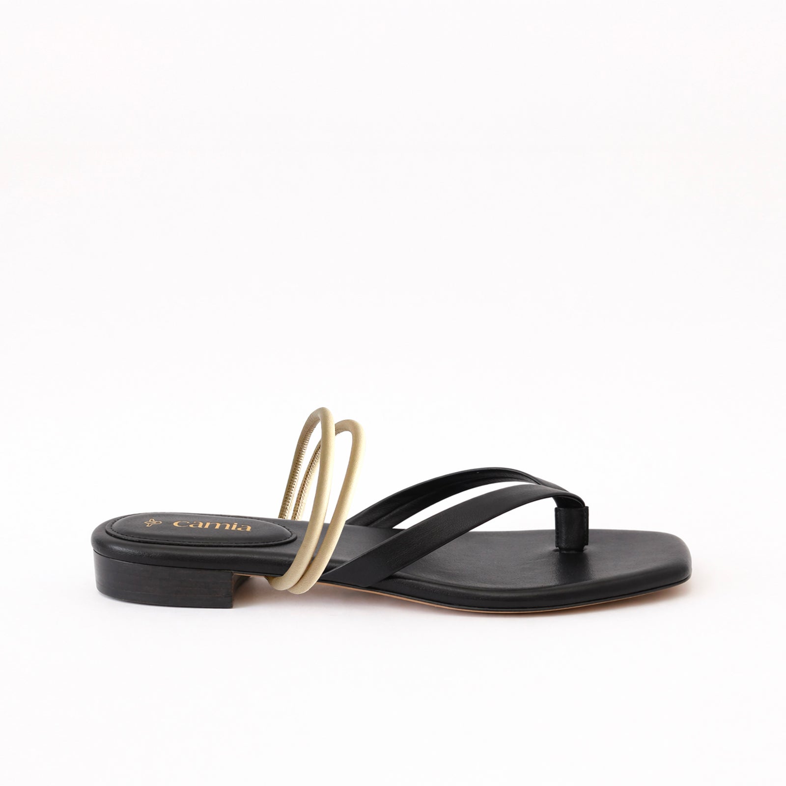 Black Thongs - Cream Hoops