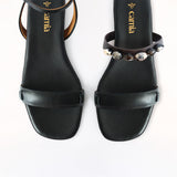 Black Swap Sandal with Agatas