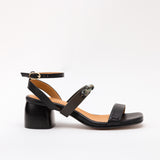 Black Heeled Swap Sandal with Agatas