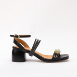 Black Heeled Swap Sandal Volcanic Triple Black