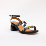 Black Heeled Swap Sandal Volcanic Triple Black