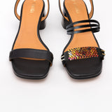 Black Heeled Swap Sandal Volcanic Triple Black
