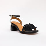Black Heeled Swap Sandal Charcoal Camia Flower