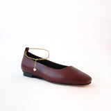 Ballet Swap Flat Burgundy Golden Anklets