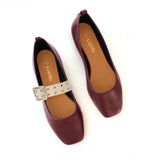Burgundy Ballet Swap Buckle Cream