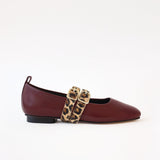 Ballet Swap Flat Burgundy Double Leopard