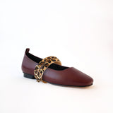Ballet Swap Flat Burgundy Double Leopard