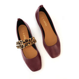 Ballet Swap Flat Burgundy Double Leopard
