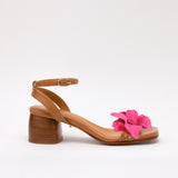 Heeled Swap Sandal Camel Framboise Camia Flower