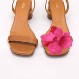 Camel Heeled Swap Sandal Framboise Camia Flower