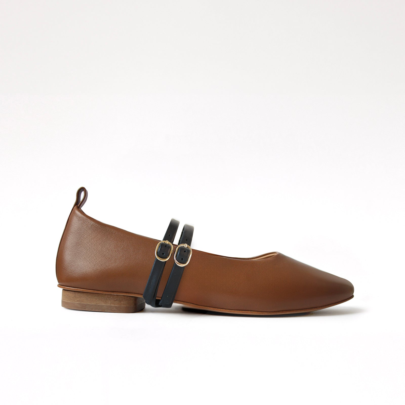 Caramel - Black Leather Double Straps