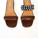 Flat Swap Sandal Chocolate Triple Studs Black