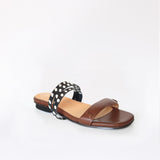 Espresso Flat Swap Sandal Black Studs