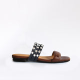 Flat Swap Sandal Chocolate Triple Studs Black