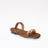 Heeled Swap Sandal Black Charcoal Camia Flower Gladiator Long Strap - Black