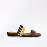 Flat Swap Sandal Chocolate Black and Yellow Double Sabrina