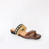 Flat Swap Sandal Chocolate Black and Yellow Double Sabrina