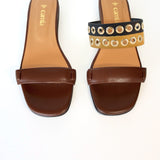 Flat Swap Sandal Chocolate Black and Yellow Double Sabrina