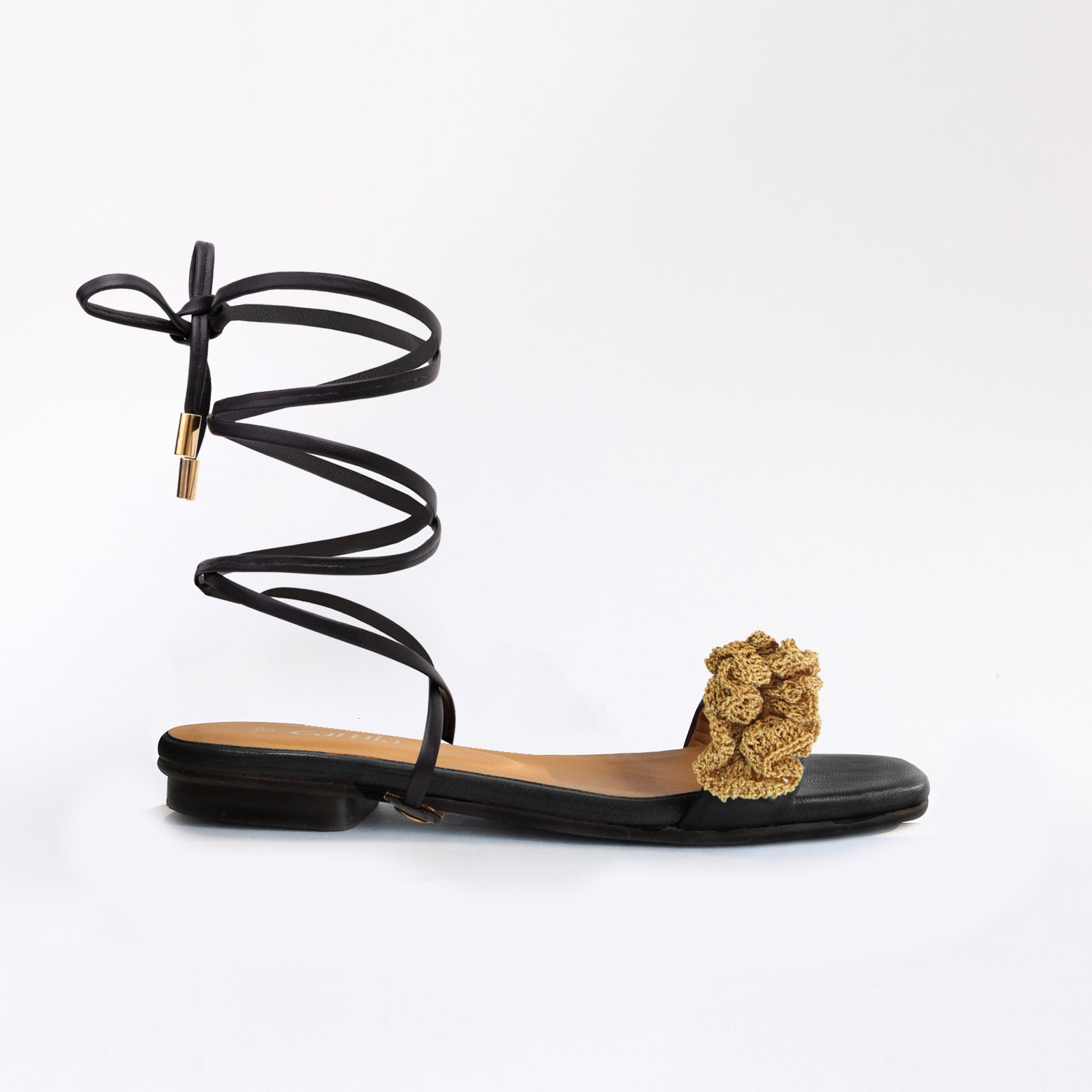 Gladiator Black Long Boho Strap Sand Black