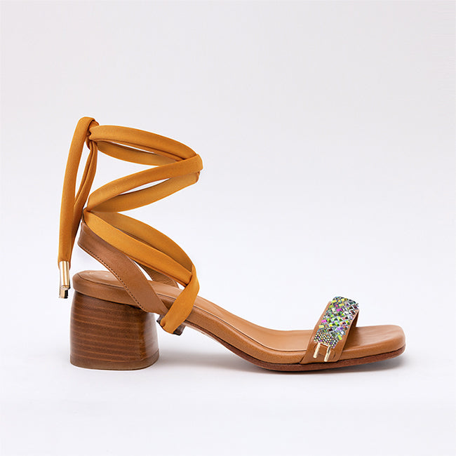 Yellow Dalia Long Aqua Camel