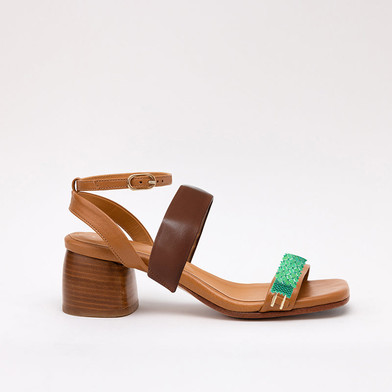 Middle Strap Espresso Emerald Camel