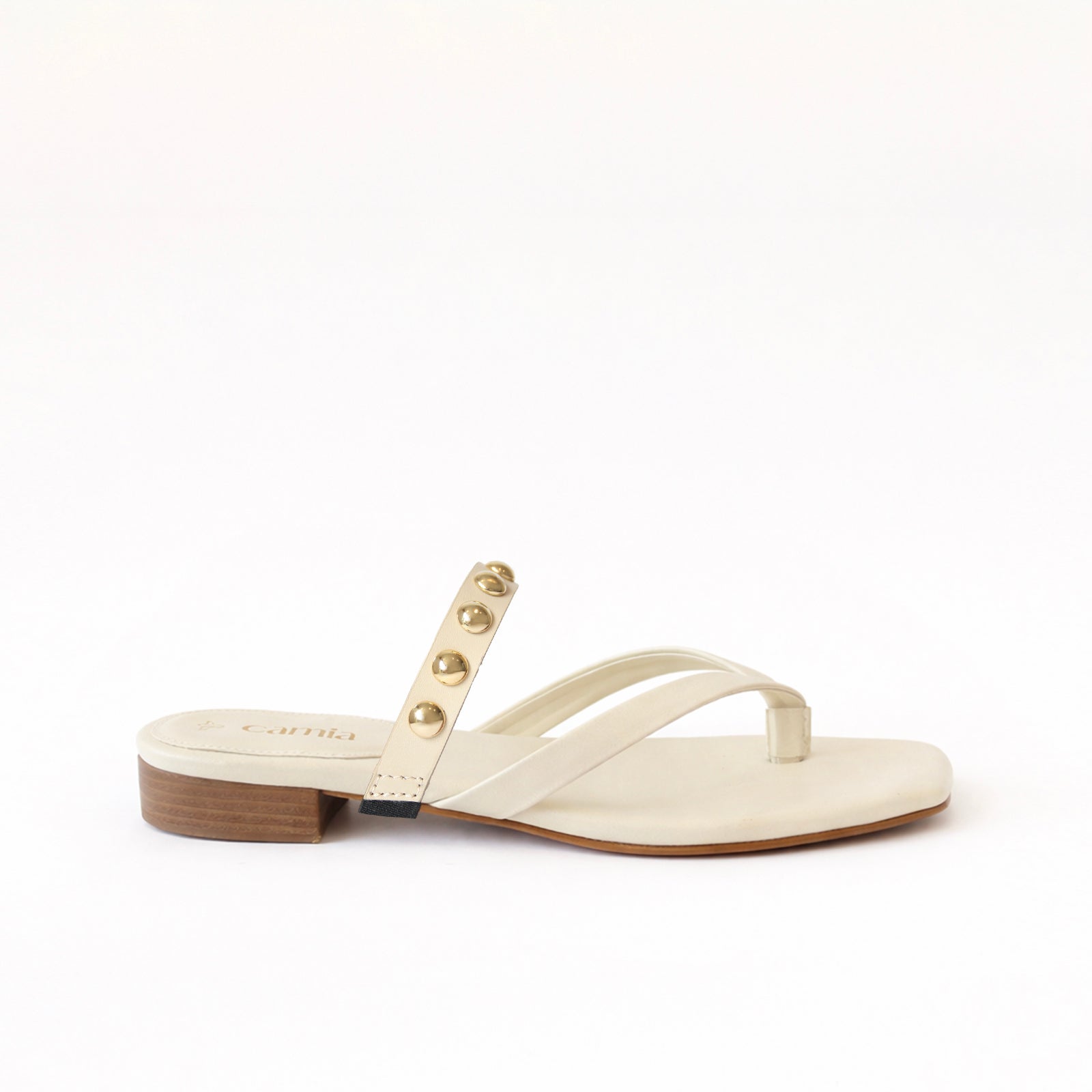 Off White Thong - Cream Golden Studs